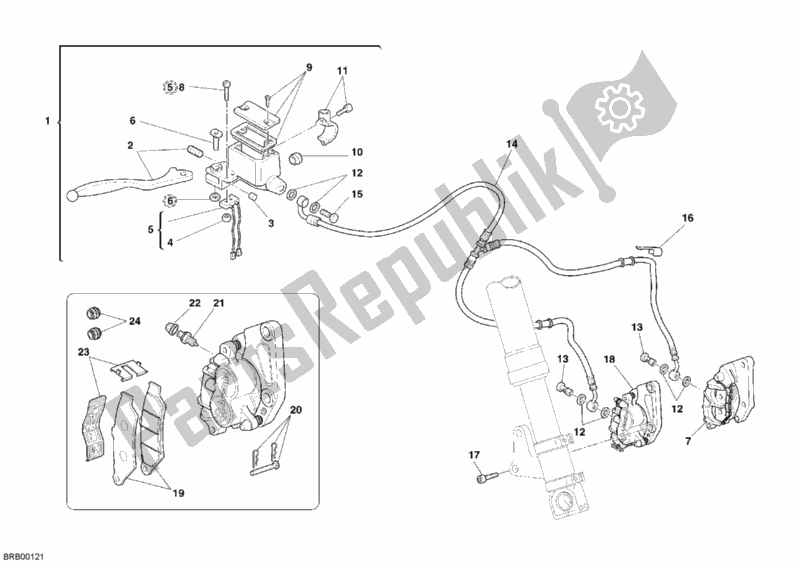 Tutte le parti per il Sistema Frenante Anteriore del Ducati Monster S2R 800 USA 2005